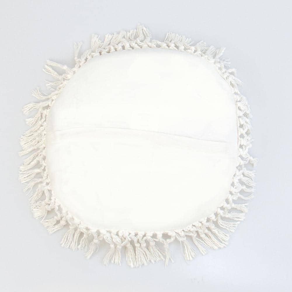 Parkland Collection Transitional Solid White Round 18" X 18" Pillow