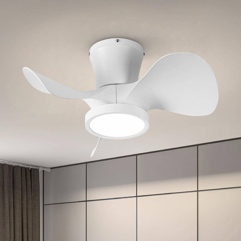 22-inch White Ceiling Fan with Lights - Small Low Profile Fan - Remote Control - 6-Speed Quiet Reversible Motor - 3 Color Temperature Dimming - Modern Smart Design - Bedroom Flush Mount Indoor Ceiling