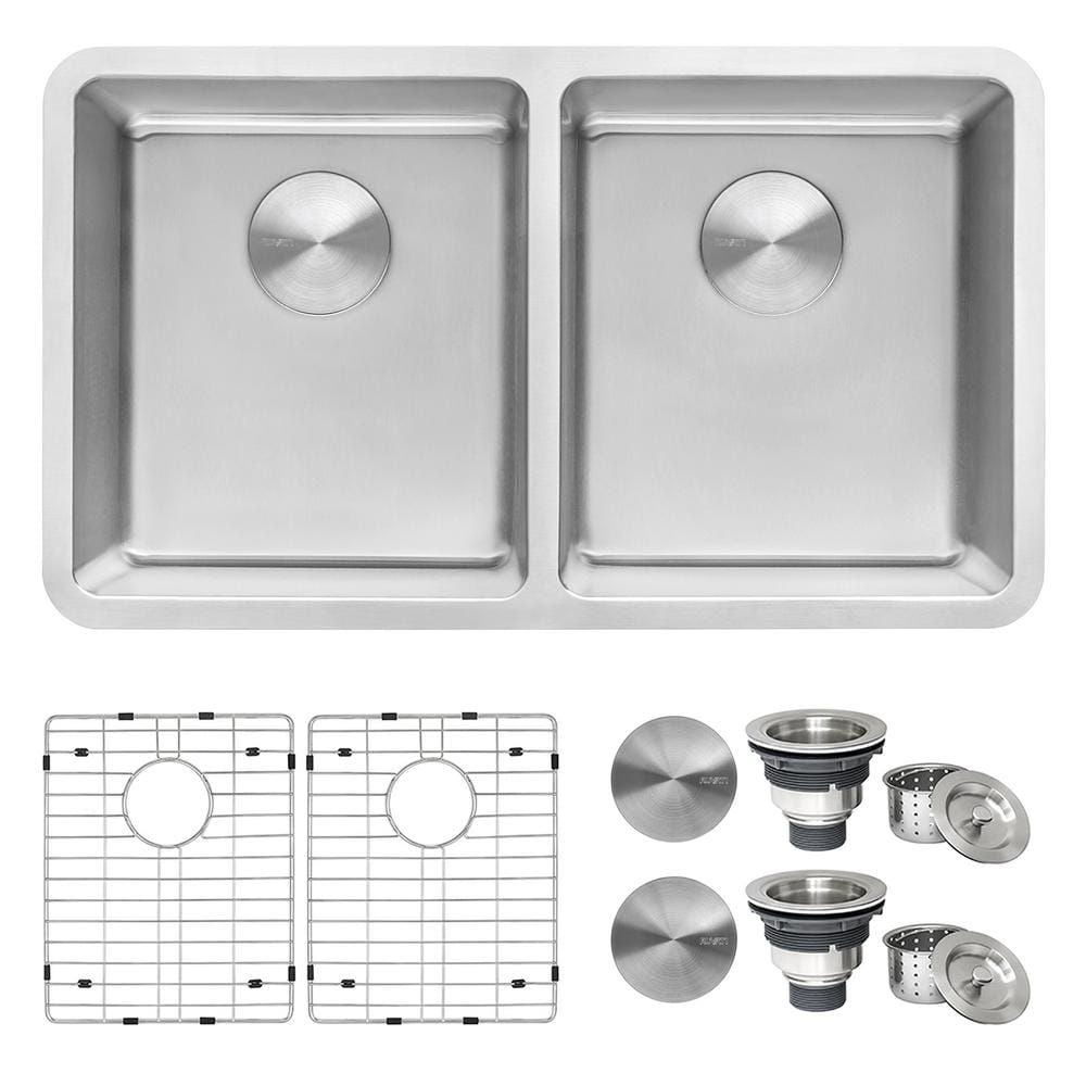 Ruvati Rvm5099 Modena 31" Undermount Double Basin 16 Gauge Stainless Steel Kitchen Sink -