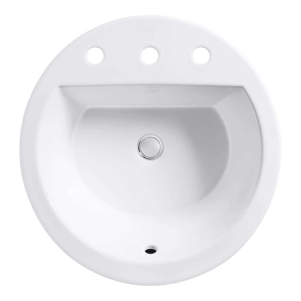 Bryant Ceramic Circular Drop-In Bathroom Sink with Overflow