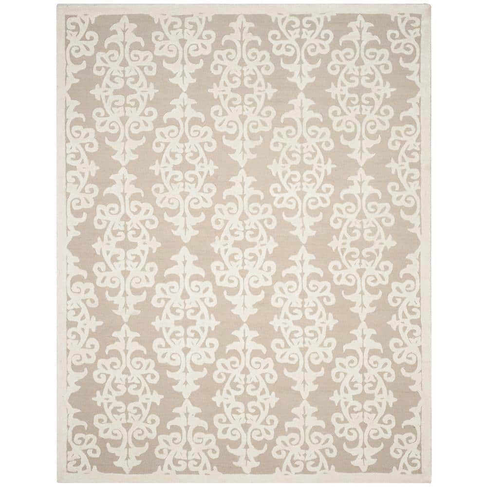 SAFAVIEH Bella Galena Damask Vines Wool Area Rug, Sand/Ivory, 9' x 12'