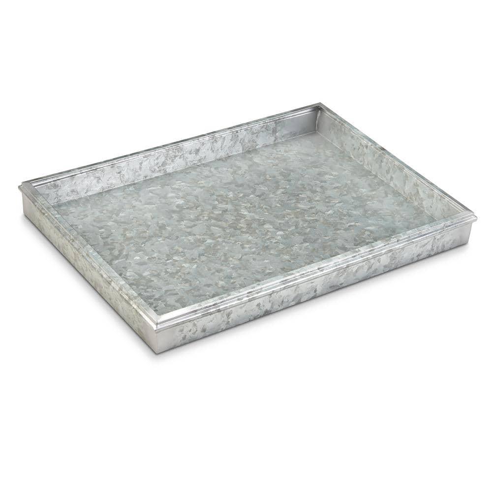 Galvanized Gray Rectangular Metal Multi-Purpose Boot Tray