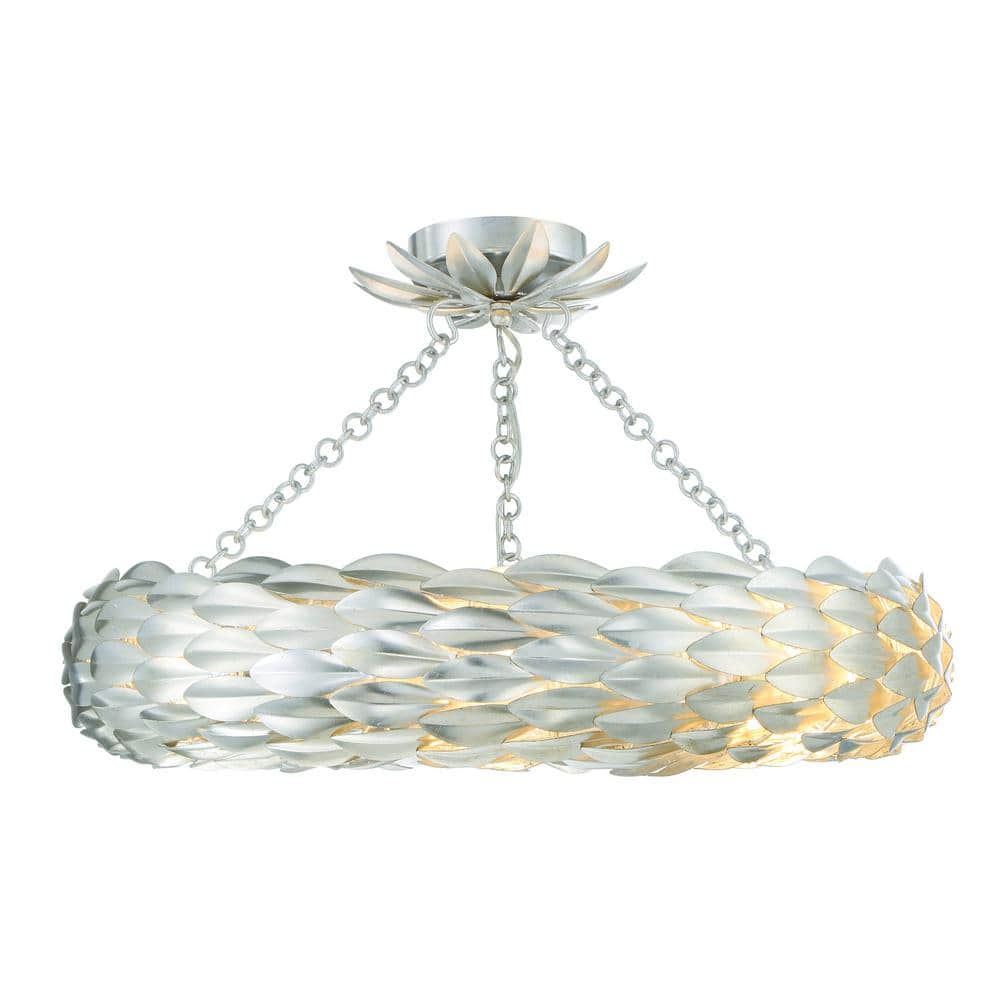 Crystorama Lighting Broche 6 - Light Flush Mount in  Antique Silver