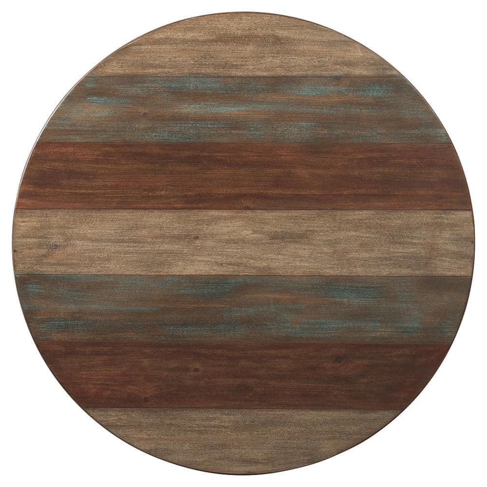 Rustic Plank Style Round Shape Cocktail and 2 End Tables Set of 3 Brown - Saltoro Sherpi