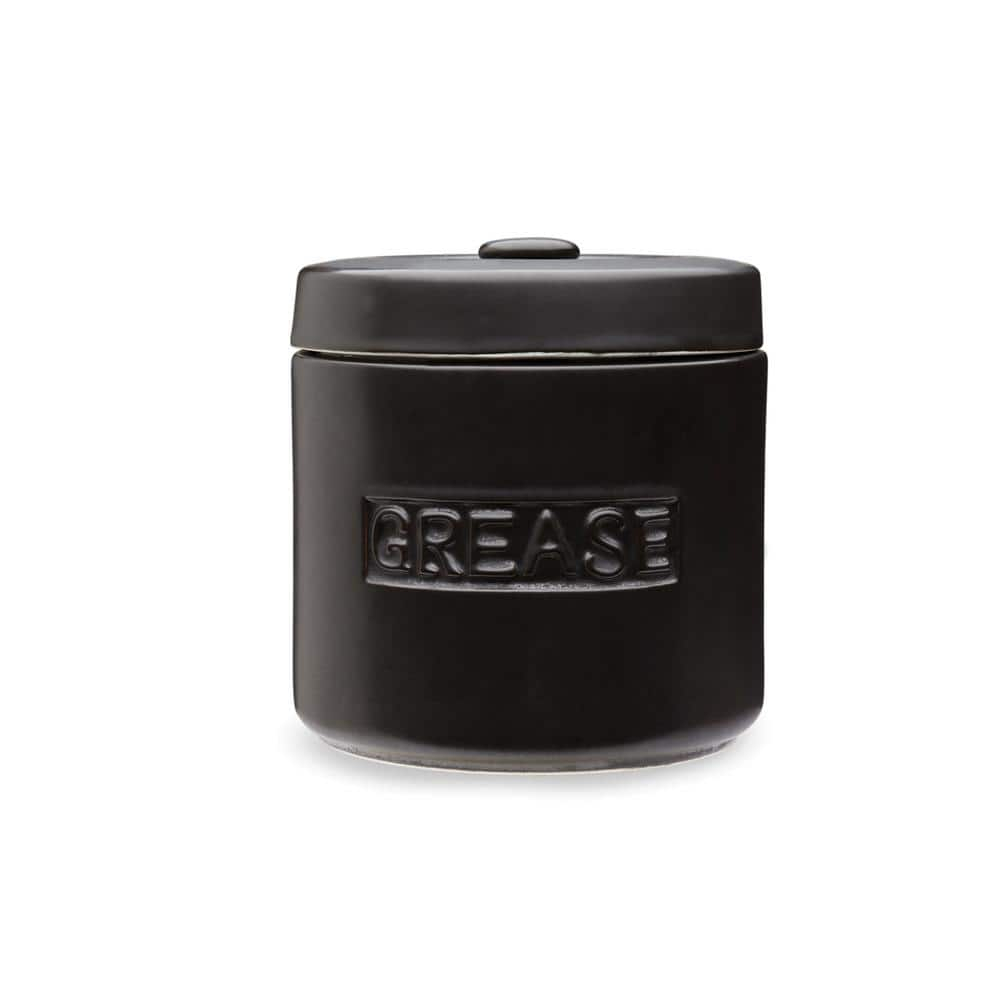 Fox Run Grease Container, Matte Black Ceramic, 4 cup capacity