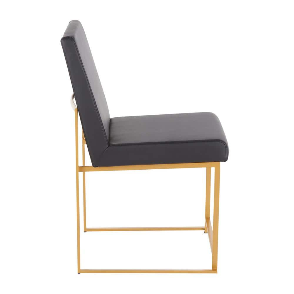 Fuji Black Faux Leather Gold High Back Side Chairs (Set of 2)