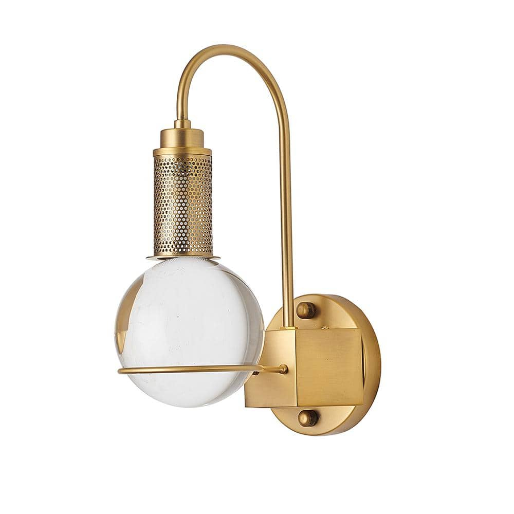 Bethel International Wall Sconce Antique Brass Metal & Crystal