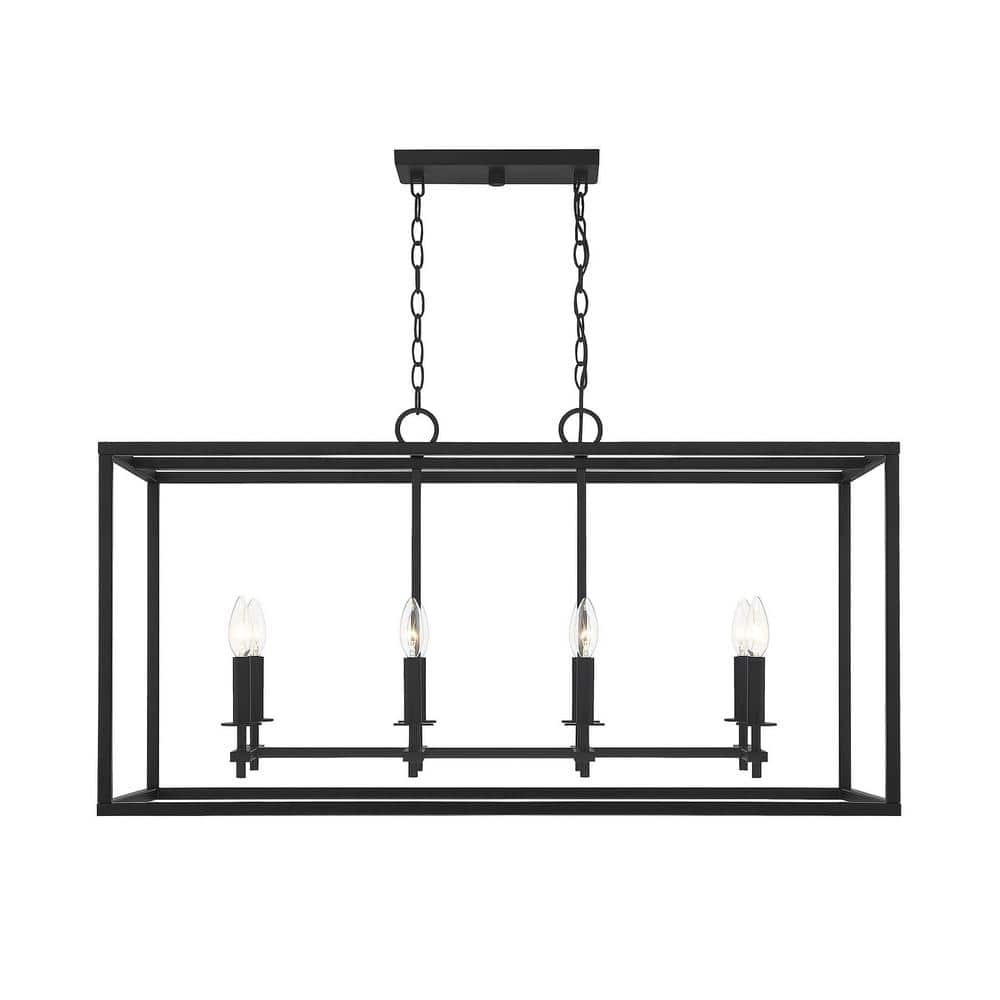 Trade Winds Mia 8-Light Outdoor Linear Chandelier in Matte Black
