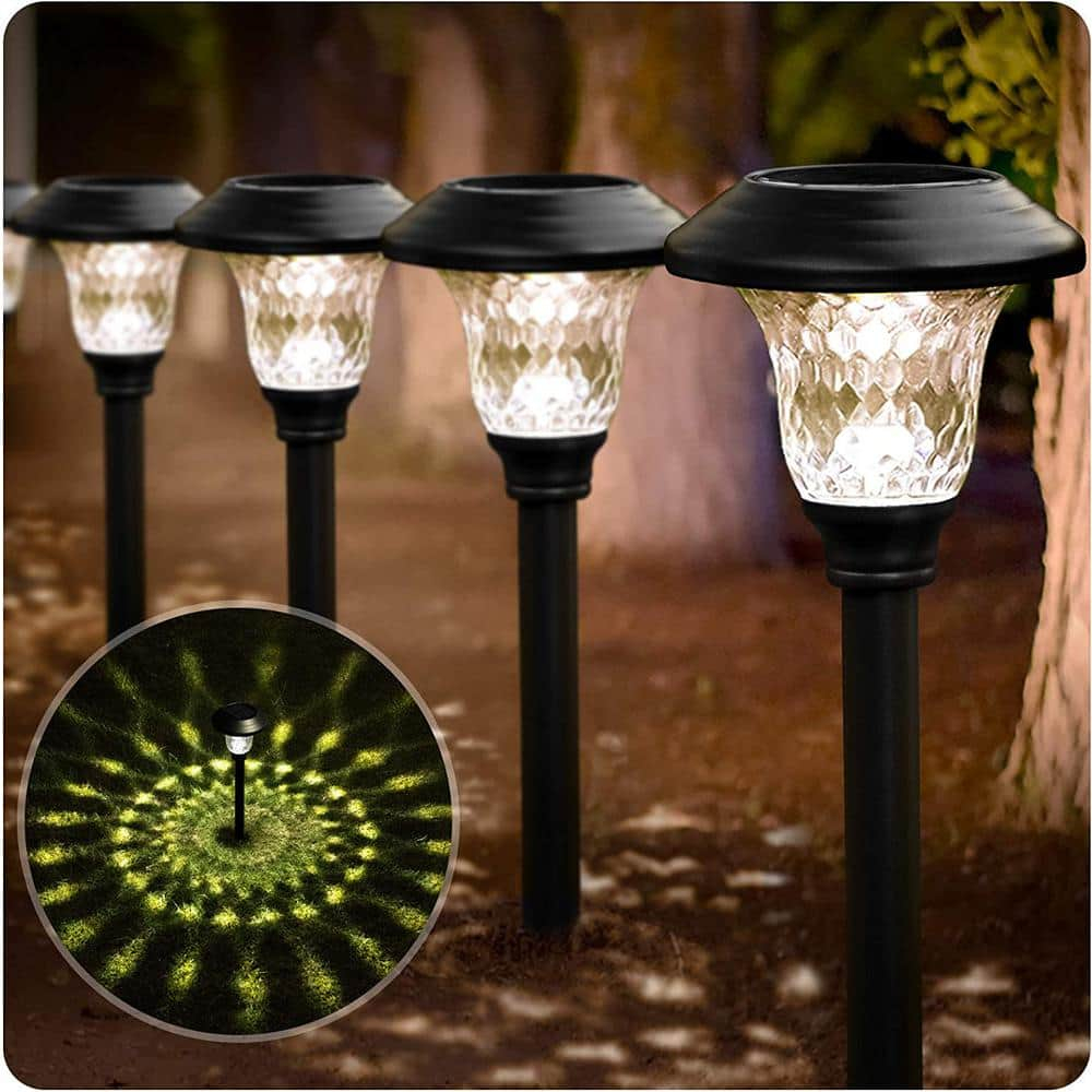 Beau Jardin 8 Pack Solar Pathway Lights Outdoor Solar Powered Lights Waterproof Glass High Lumen for Garden Landscape Path Yard Walkway Patio Driveway Outside Colored Color Changing White Black