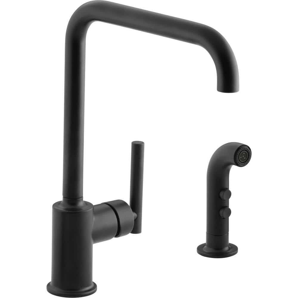 Purist® Two-Hole Kitchen Sink Faucet with 8" Spout and Matching Finish Sidespray