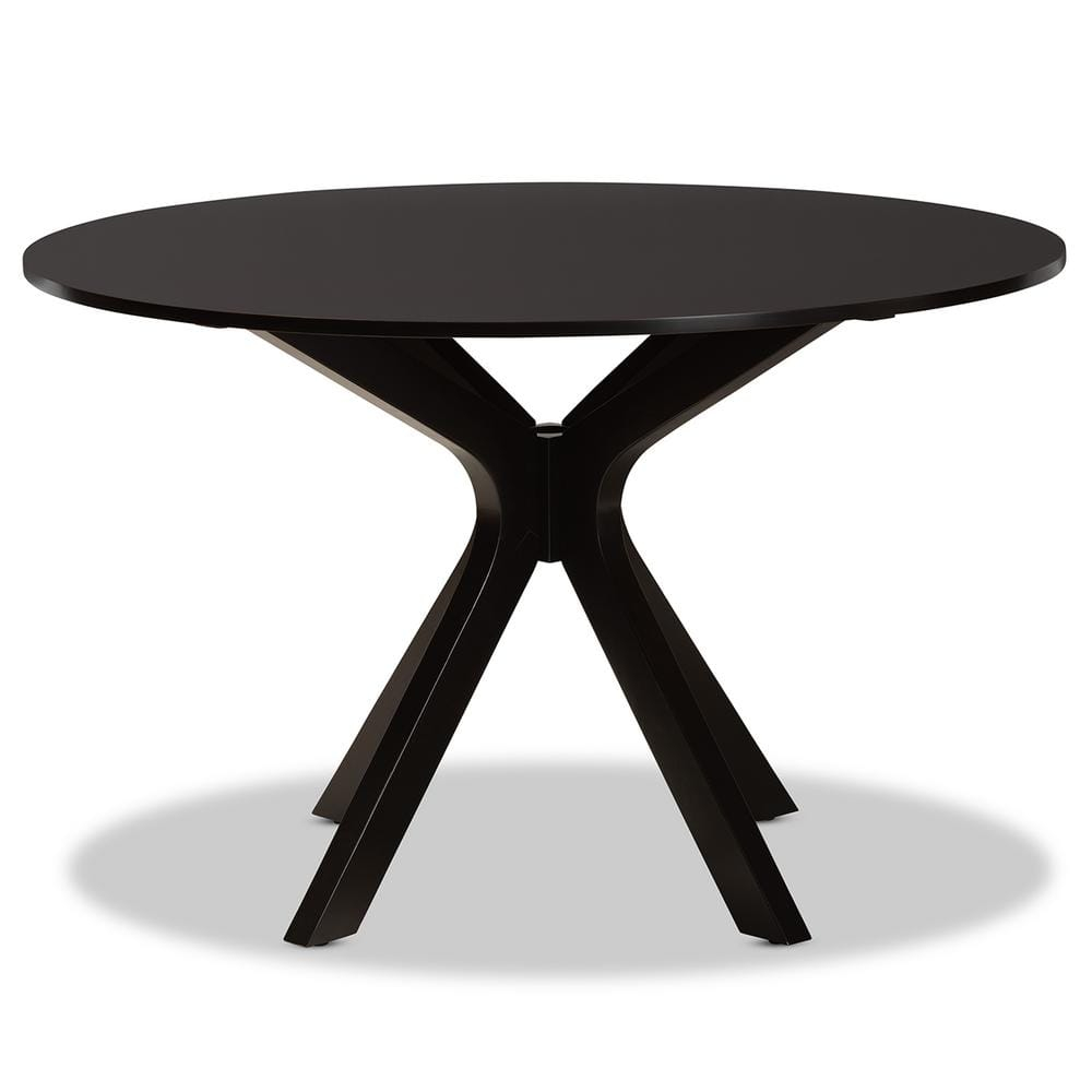 Baxton Studio Kenji Dark Brown Finished 48-Inch-Wide Round Wood Dining Table
