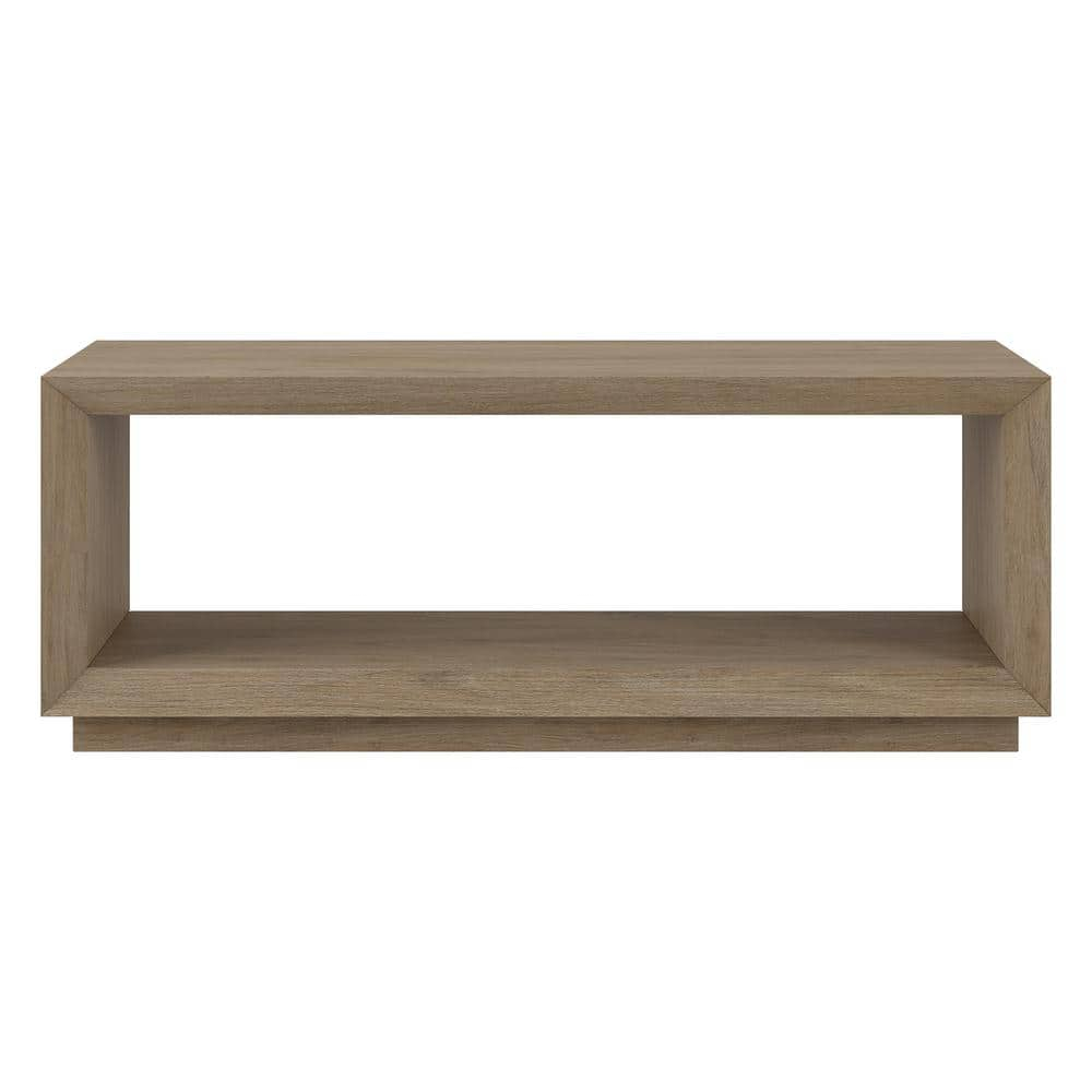 Evelyn&Zoe Tannen 48" Wide Rectangular Coffee Table, Antiqued Gray Oak