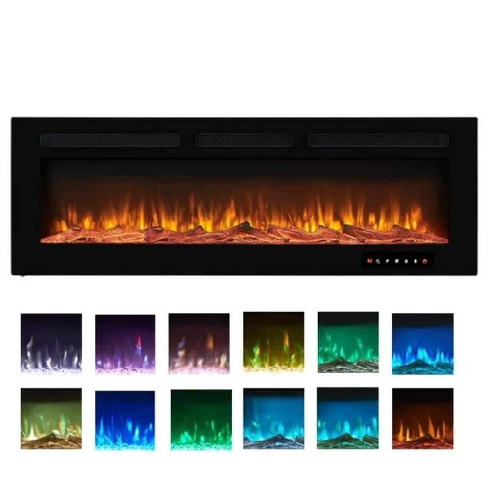 Alice 30" Electric Fireplace Inserts Recessed, Wall Mounted Fireplace LED Fireplace Heater with 12 Flame Colors, Touch Screen, Remote Control, Timer, Logset & Crystal Stones 500W/1500W - 30 inches