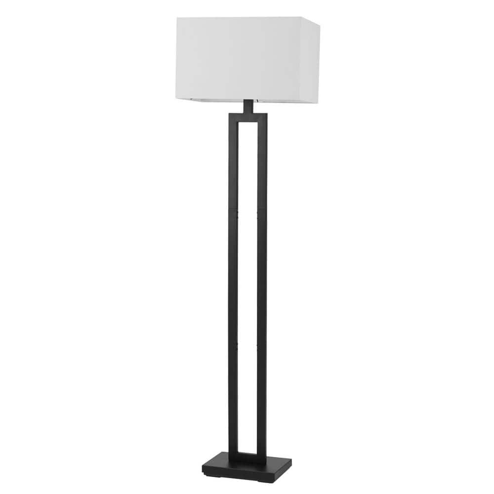 Globe Electric D'Alessio 58" Matte Black Floor Lamp with White Linen Shade, 67046