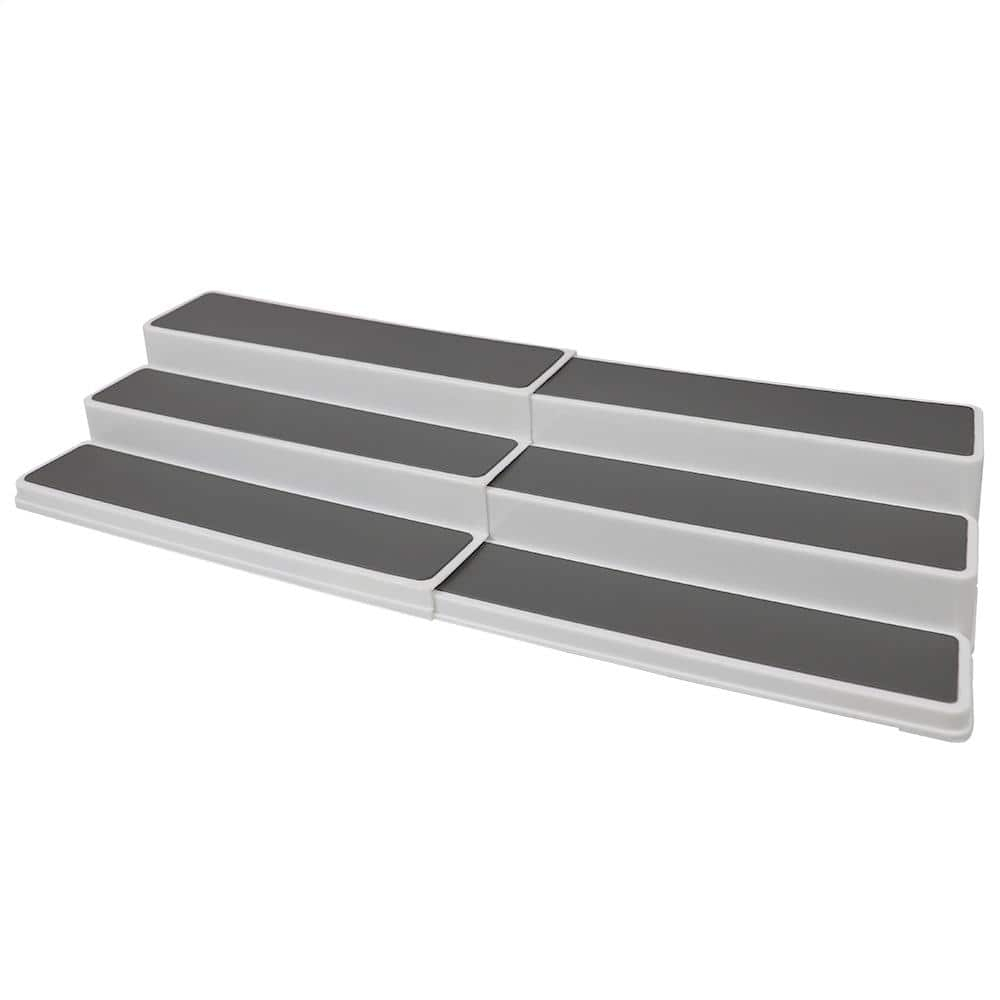 Home Basics 3 Tier Rubber Lined Plastic Spice Rack, Double, White, 14.5-23 Inches