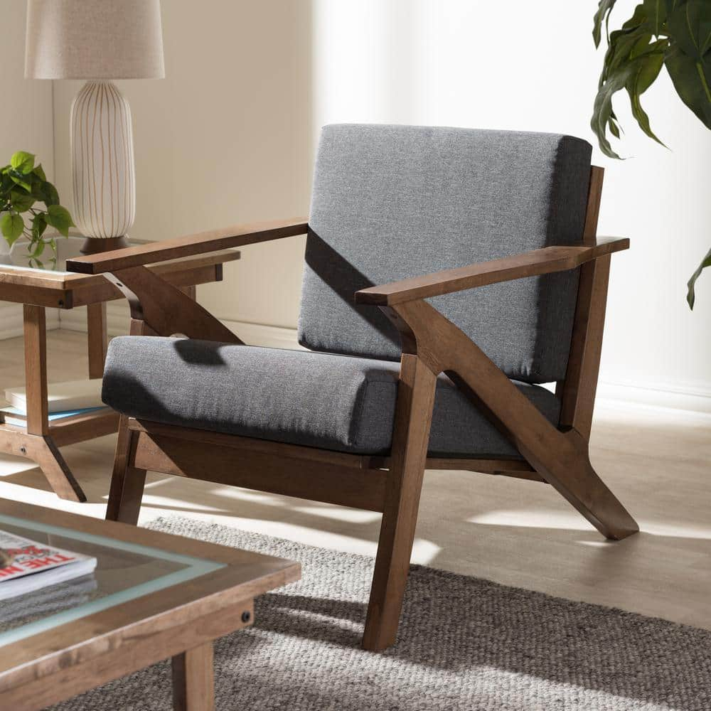 Cayla Lounge Fabric Chair in Gray
