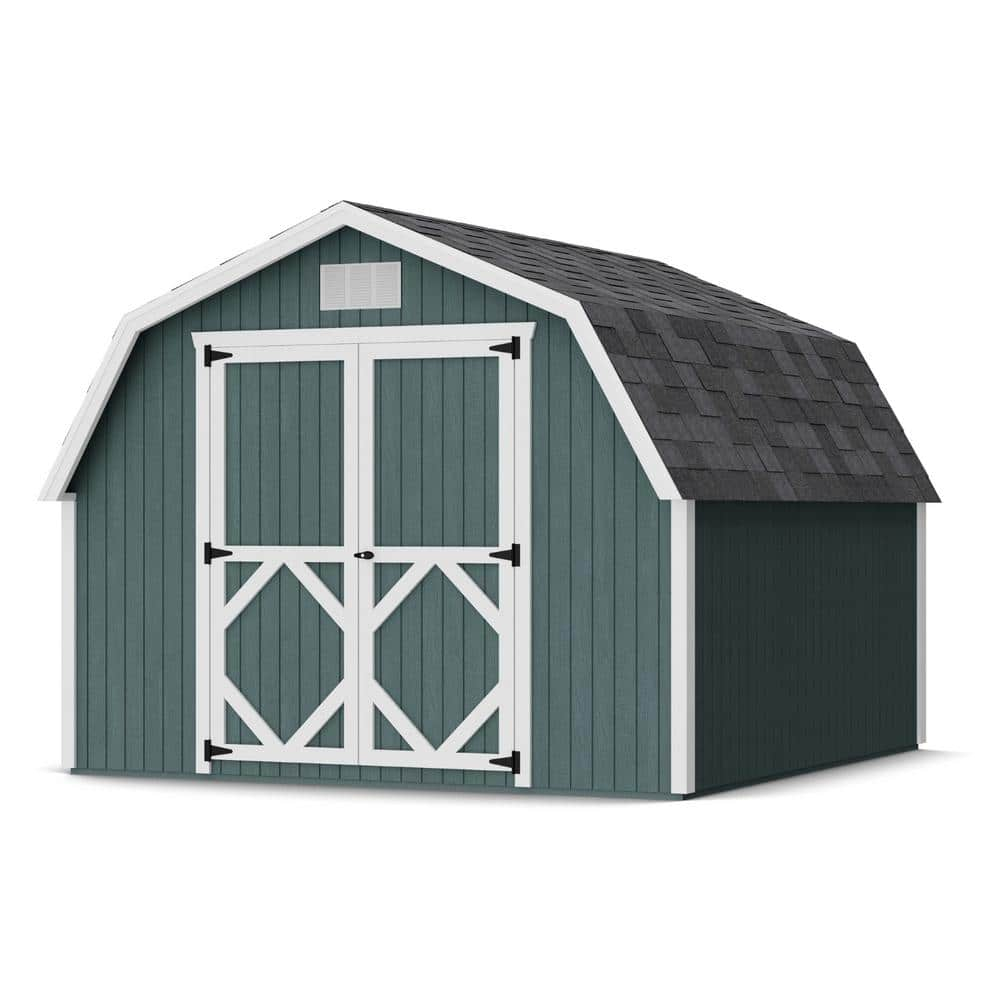 Little Cottage Co. 10x10 Classic Gambrel Barn with 4 ft. Sidewalls and Floor, Outdoor Wood Storage Shed Do-It-Yourself Precut Kit
