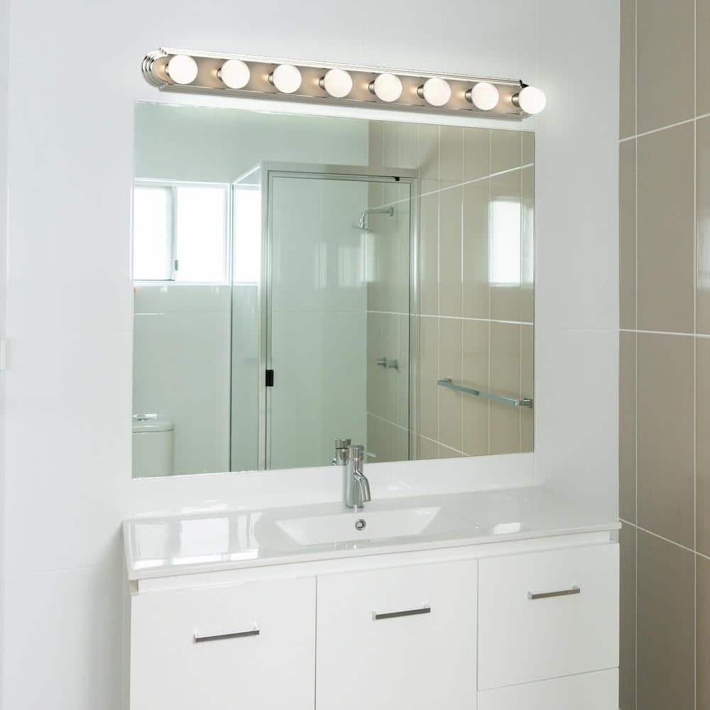 48" Brushed Nickel 8-Light Bathroom Vanity Bar