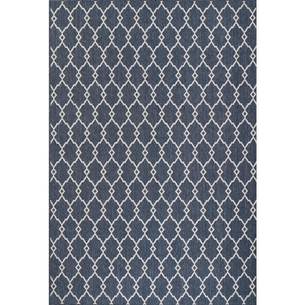 Momeni Baja Geometric Denim Indoor Outdoor Rug 6'7" X 9'6"
