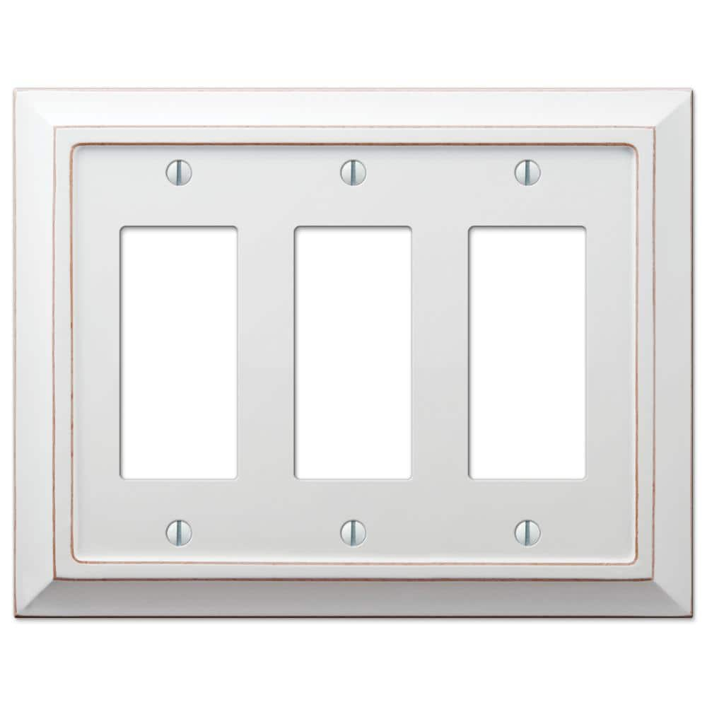 Amerelle 4040RRRDW Moderne Wallplate 3 Rocker Wood Distressed White 1-Pack