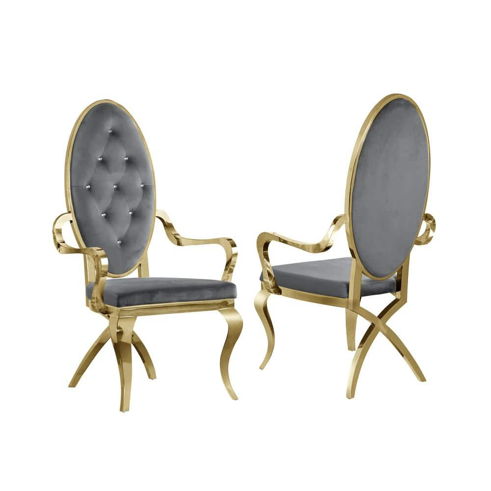 Tufted Velvet King Louis Back Arm Chair