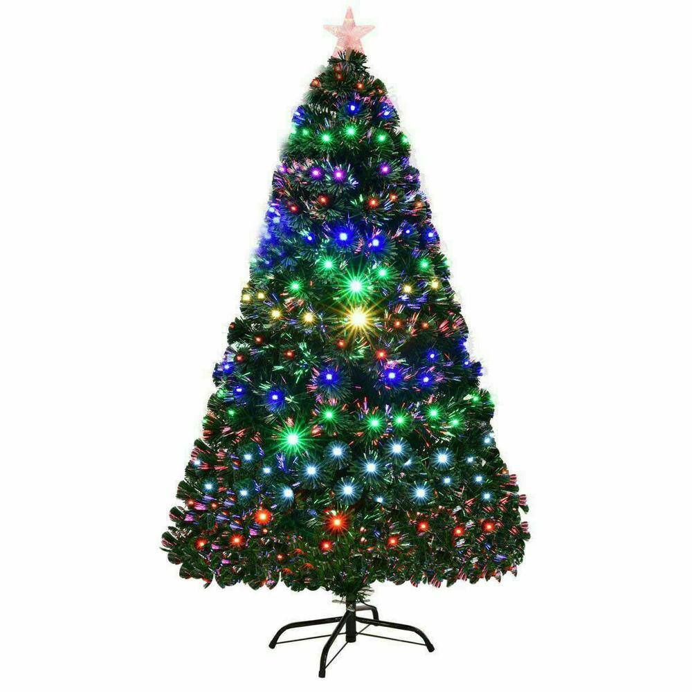 Costway 5ft Pre-Lit Christmas Tree Fiber Optic Multicolor LED Lights