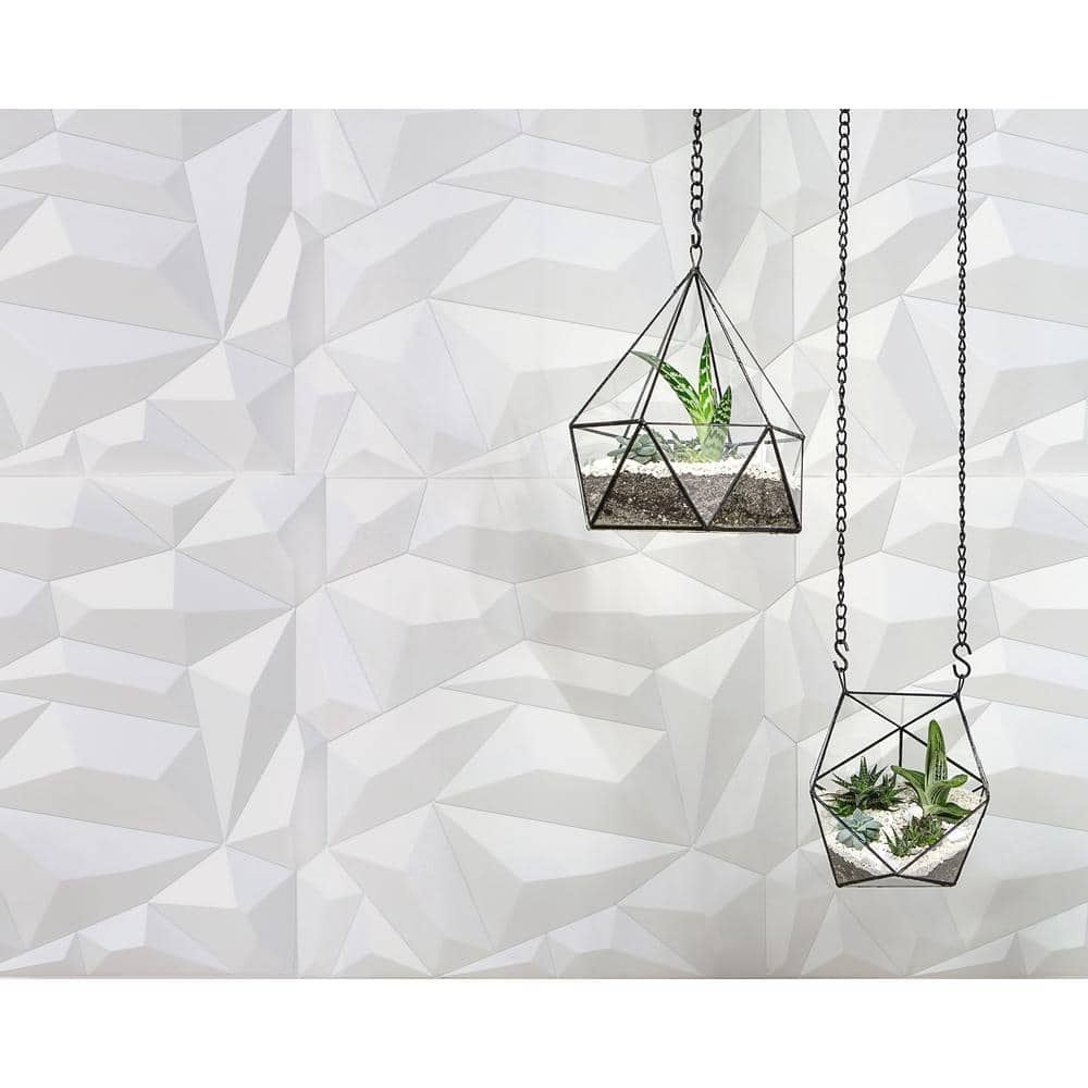 24'' x 24'' Glacier PVC Seamless 3D Wall Panels in White 1-Piece