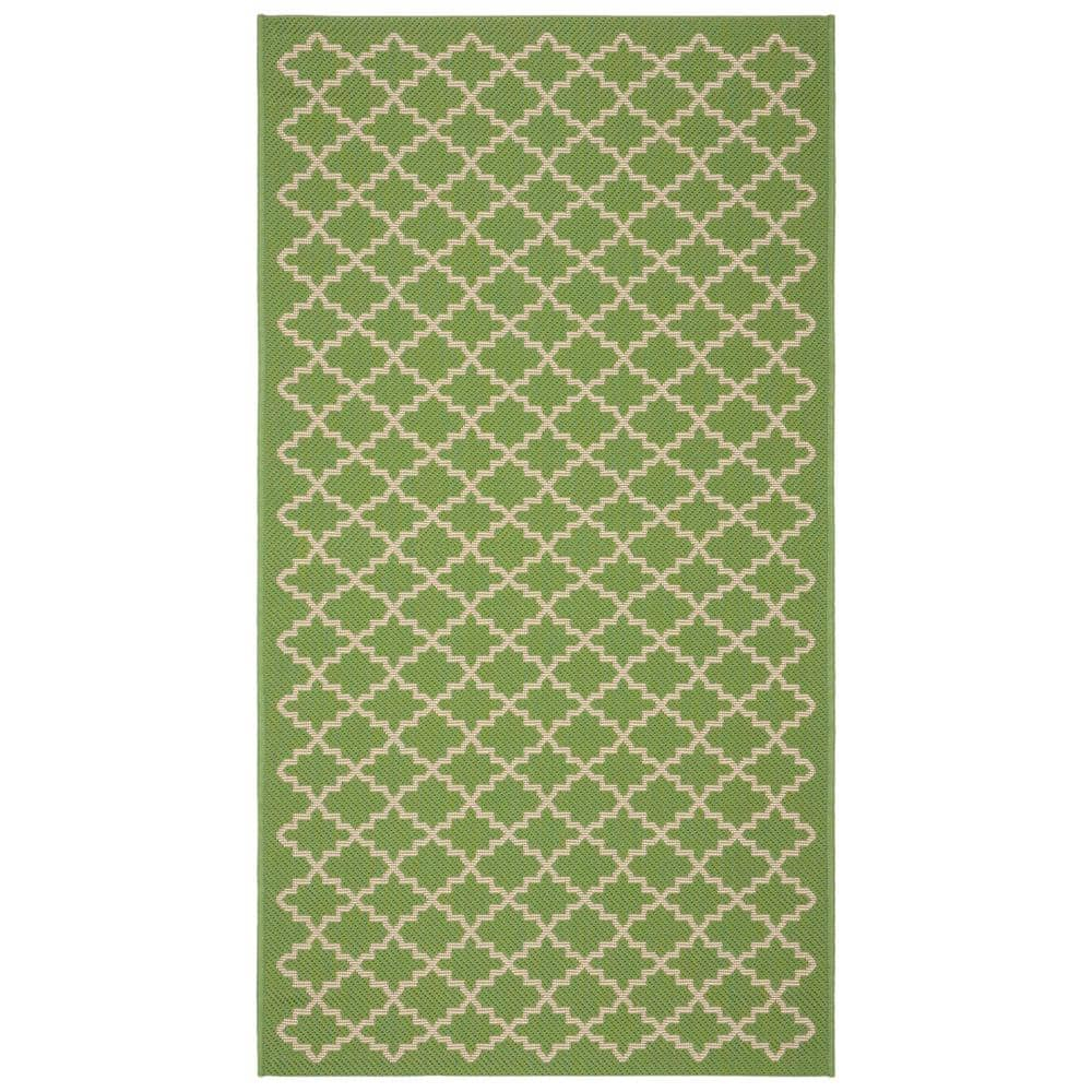 SAFAVIEH Courtyard Hilbert Trellis Indoor/Outdoor Area Rug, 2'7" x 5', Green/Beige
