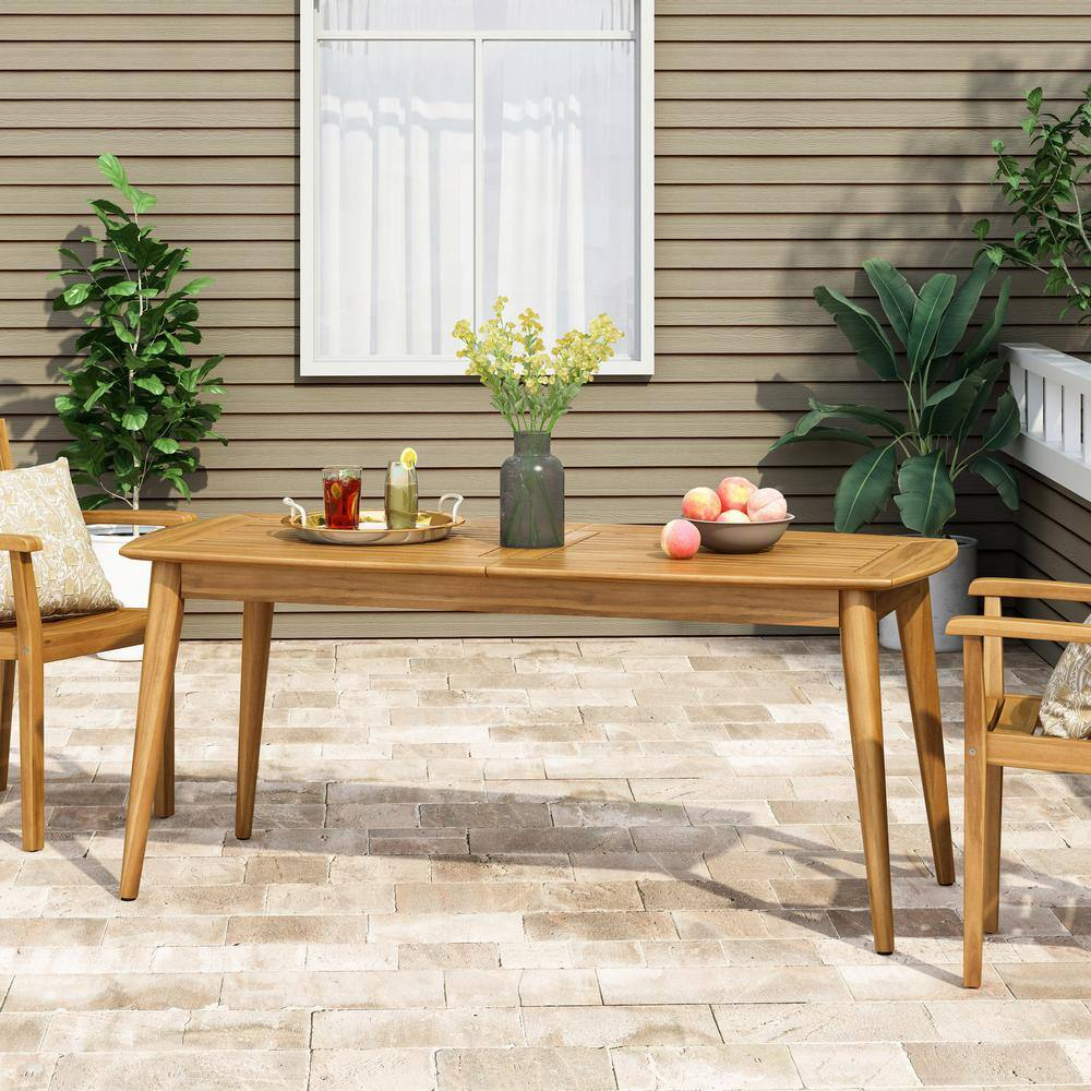 Noble House Artesia 71" Rustic Wooden Patio Dining Table in Teak