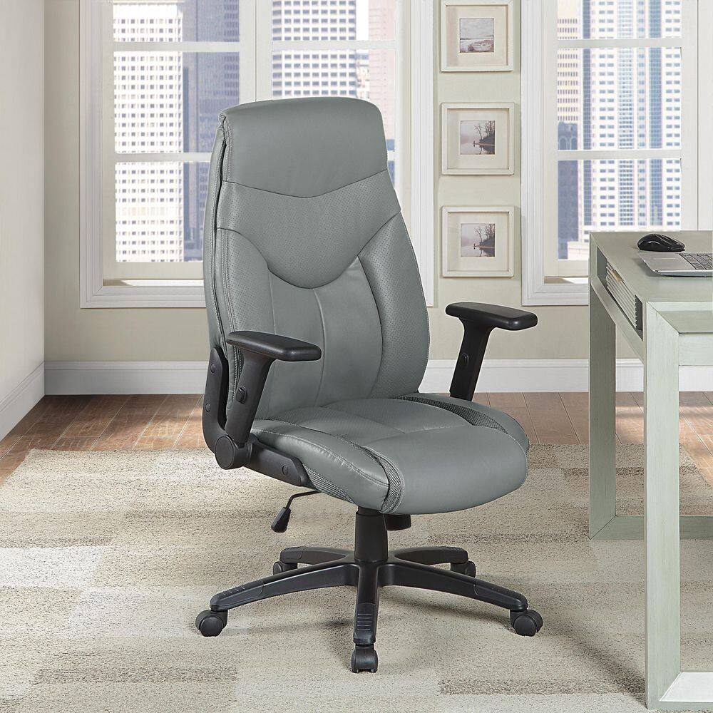 Executive High Back Charcoal Gray Bonded Leather Office Chair