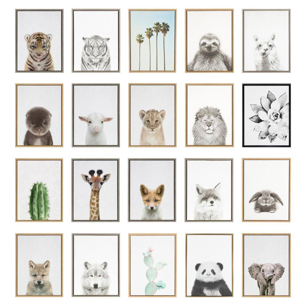 Gray Framed Deer Portrait Canvas Wall Art, 18x24