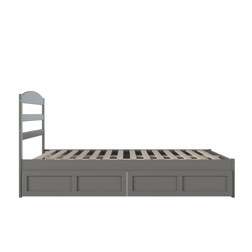 Warren Queen Bed with 2 Drawers in Grey