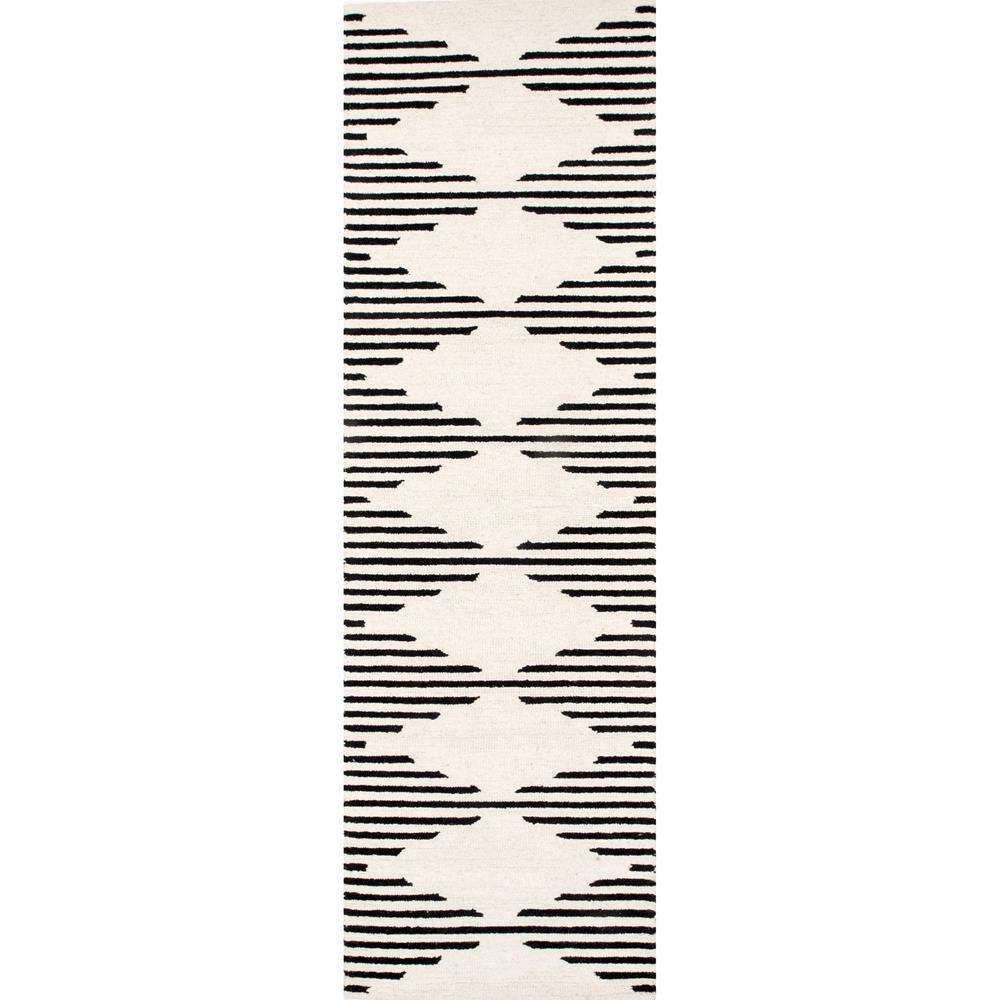nuLOOM Flynn Handmade Contemporary Wool Runner Rug, 2' x 8', Ivory