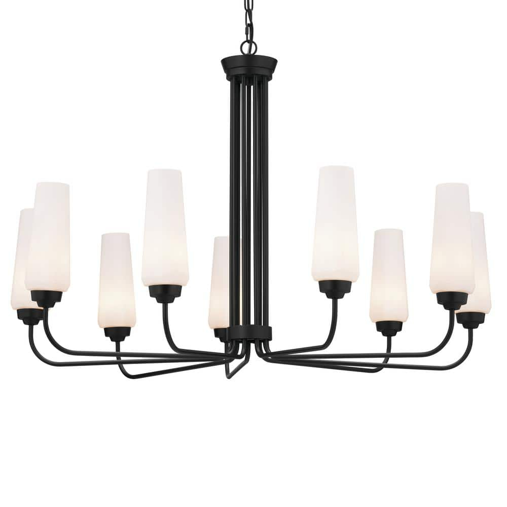 52481BK-Kichler Lighting-Truby - 9 Light Large Chandelier In Art Deco Style-26 Inches Tall-Black Finish    -Traditional Installation