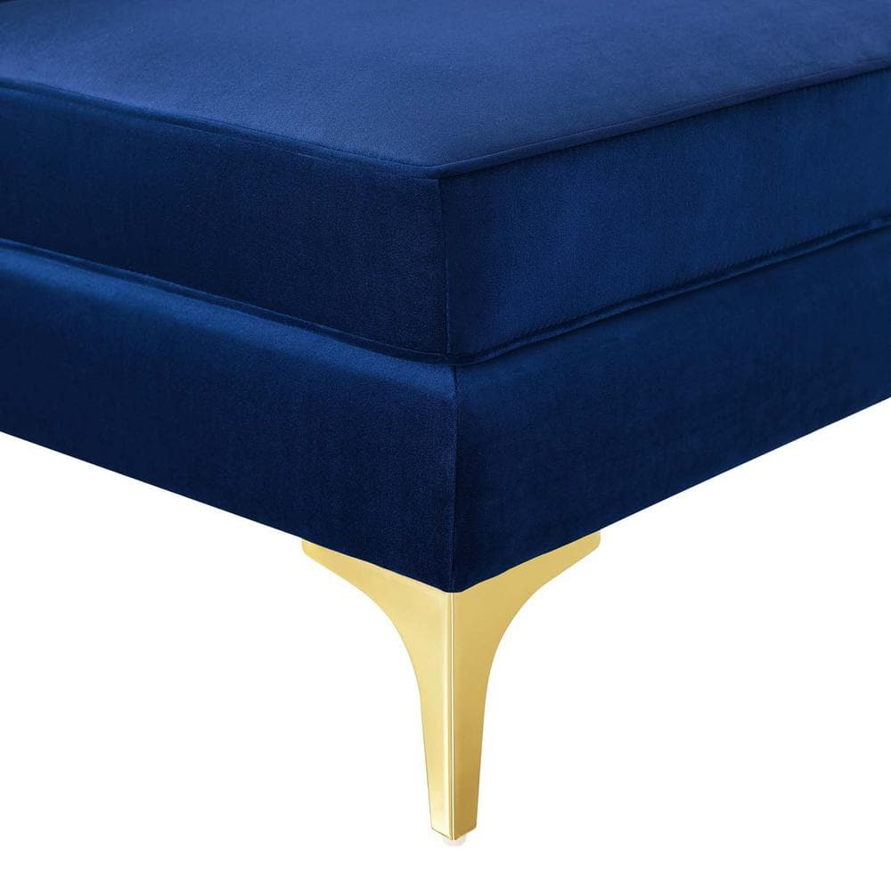 Pemberly Row Modern Channel Tufted Performance Velvet Corner Chair in Navy