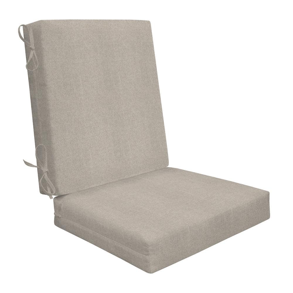 Heathered Solid Taupe Outdoor Highback Dining Chair Cushion