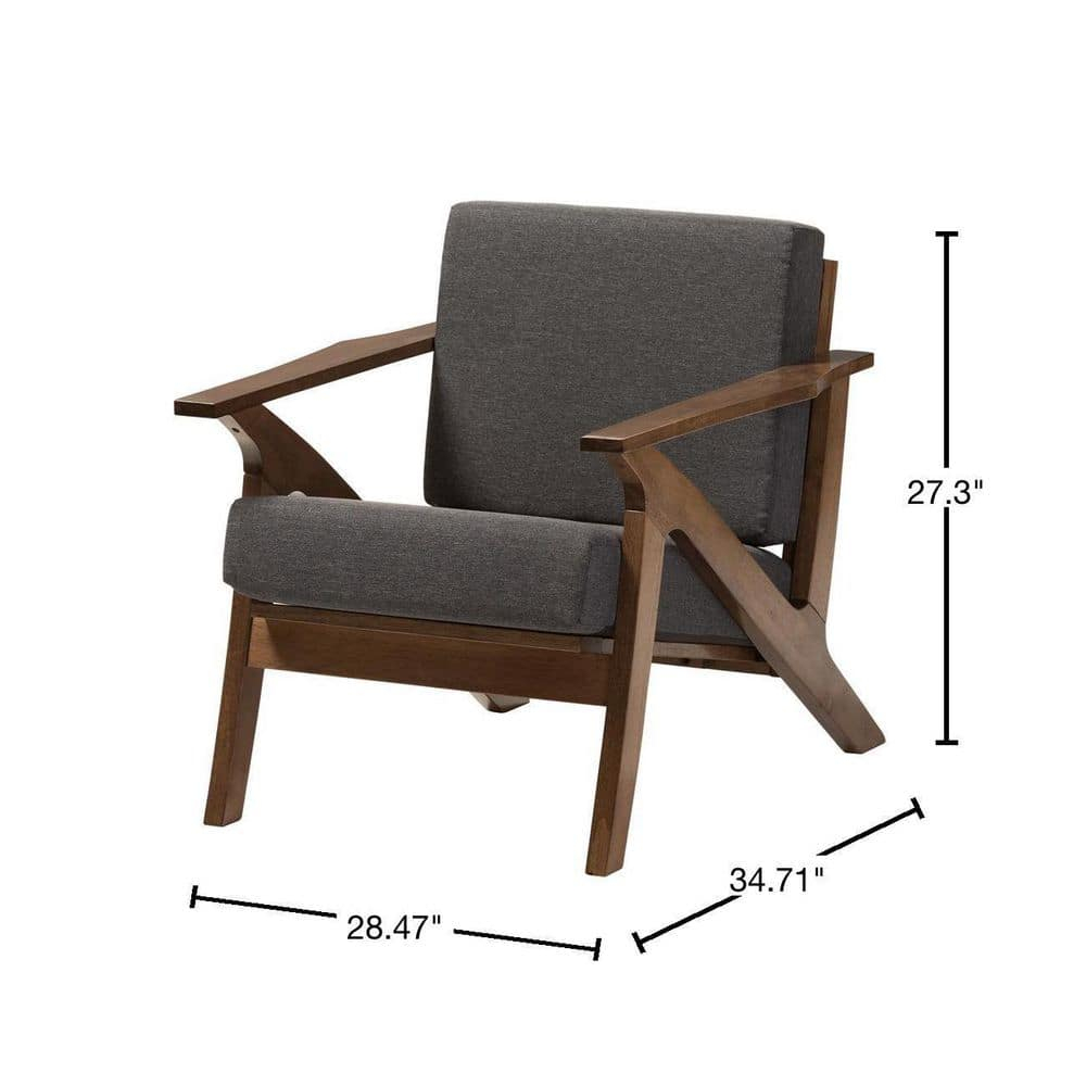 Cayla Lounge Fabric Chair in Gray