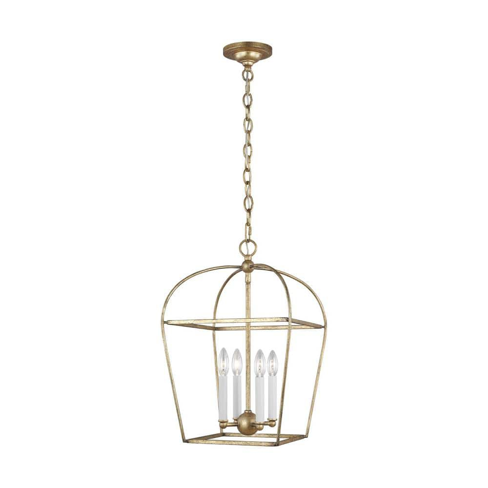 Antique Gild Mini Cage 4-Light Geometric Chandelier