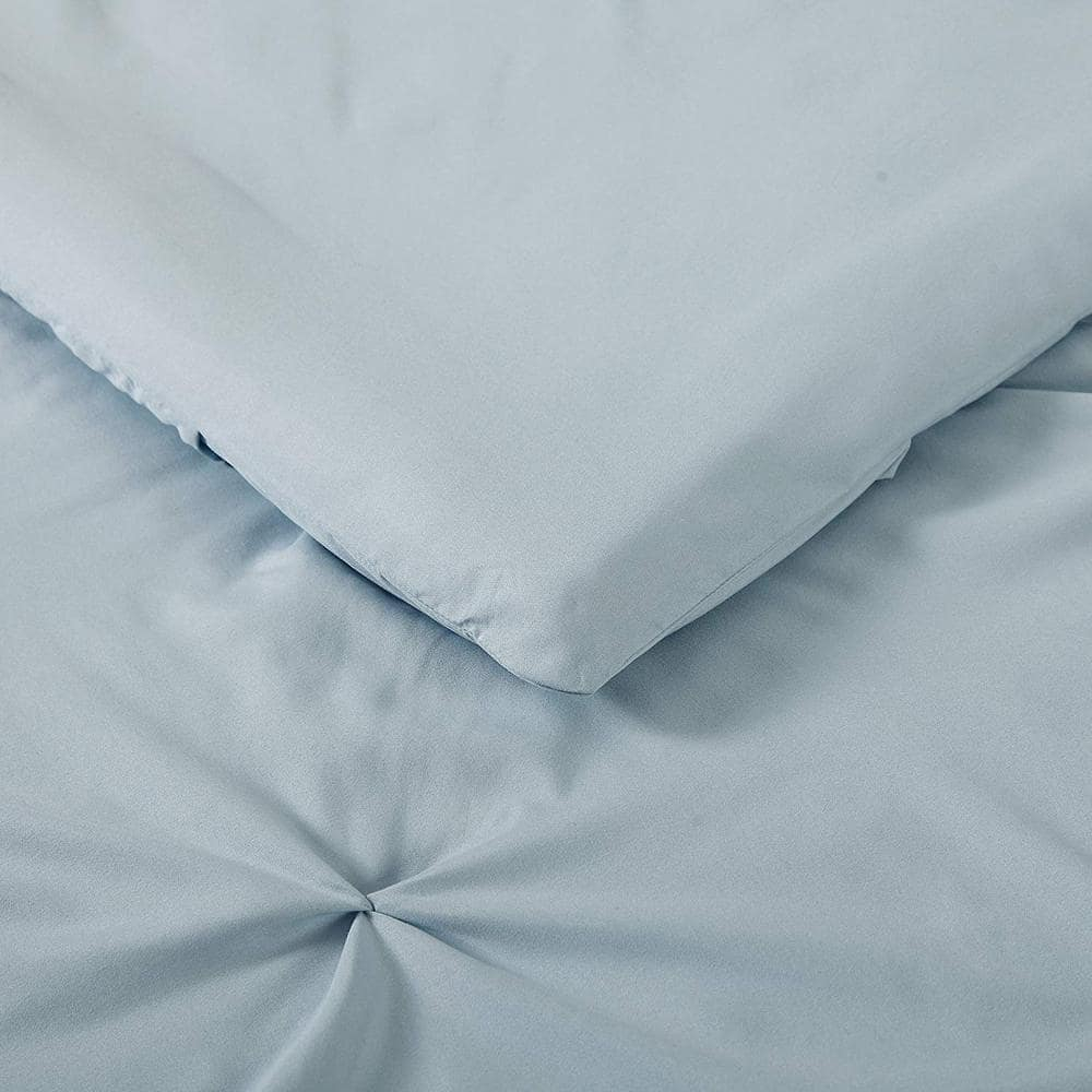 Truly Soft Pleated Light Blue King Microfiber Comforter Set