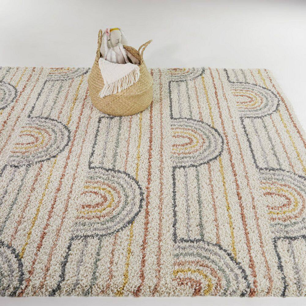 Himalaya Sherpa-Inspired Cream 4'x6' Easy-Care Kids Area Rug