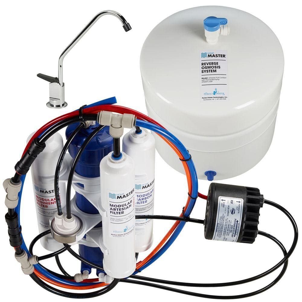 Home Master TMAFC-ERP Artesian Full Contact Reverse Osmosis System, 7-Stages, Patented 2-Pass Alkaline Remineralization, Fast 4.5s Fill Rate, 1:1 Waste Ratio, 8.5” Catalytic Carbon, 5-Yr Limited Parts