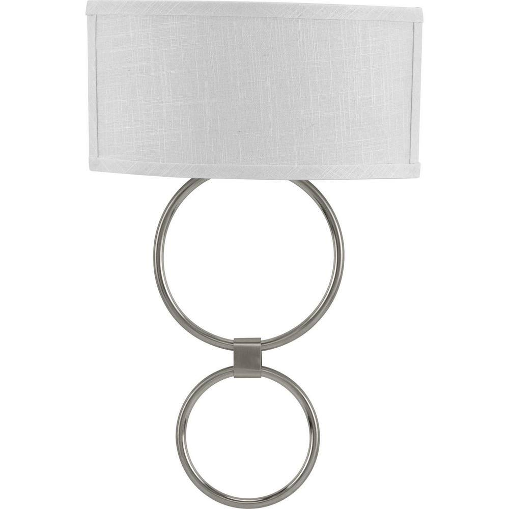 Progress Lighting, Summer Linen Collection, 1-Light Wall Sconce, Brushed Nickel, Summer Linen Shade, Steel Material
