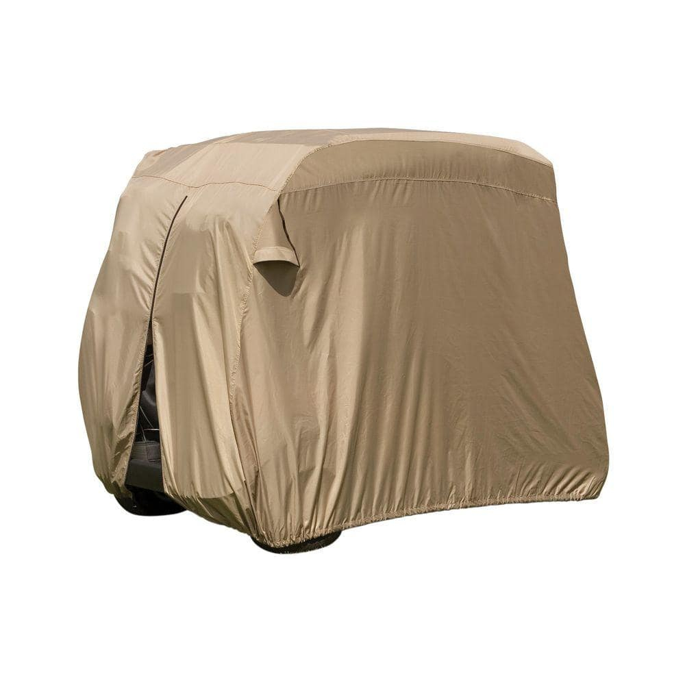 Tan Water-Resistant UV-Protected Golf Cart Cover with Elastic Bottom