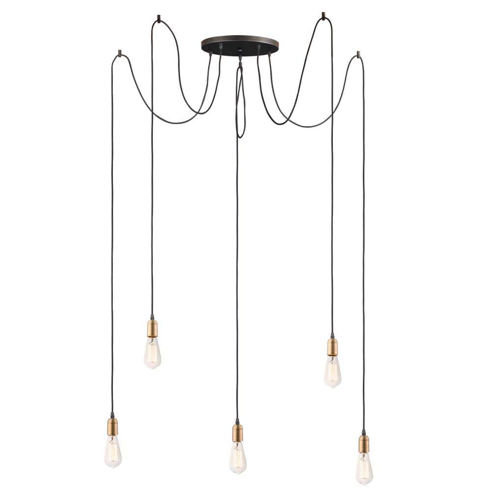 Maxim Lighting Early Electric 5 - Light Pendant in  Black/Antique Brass