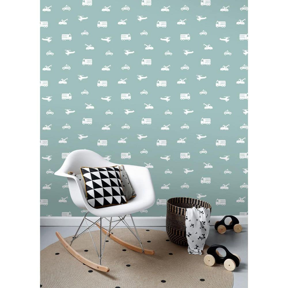 Chesapeake Briony Blue Vehicles Wallpaper, 20.9-in by 33-ft