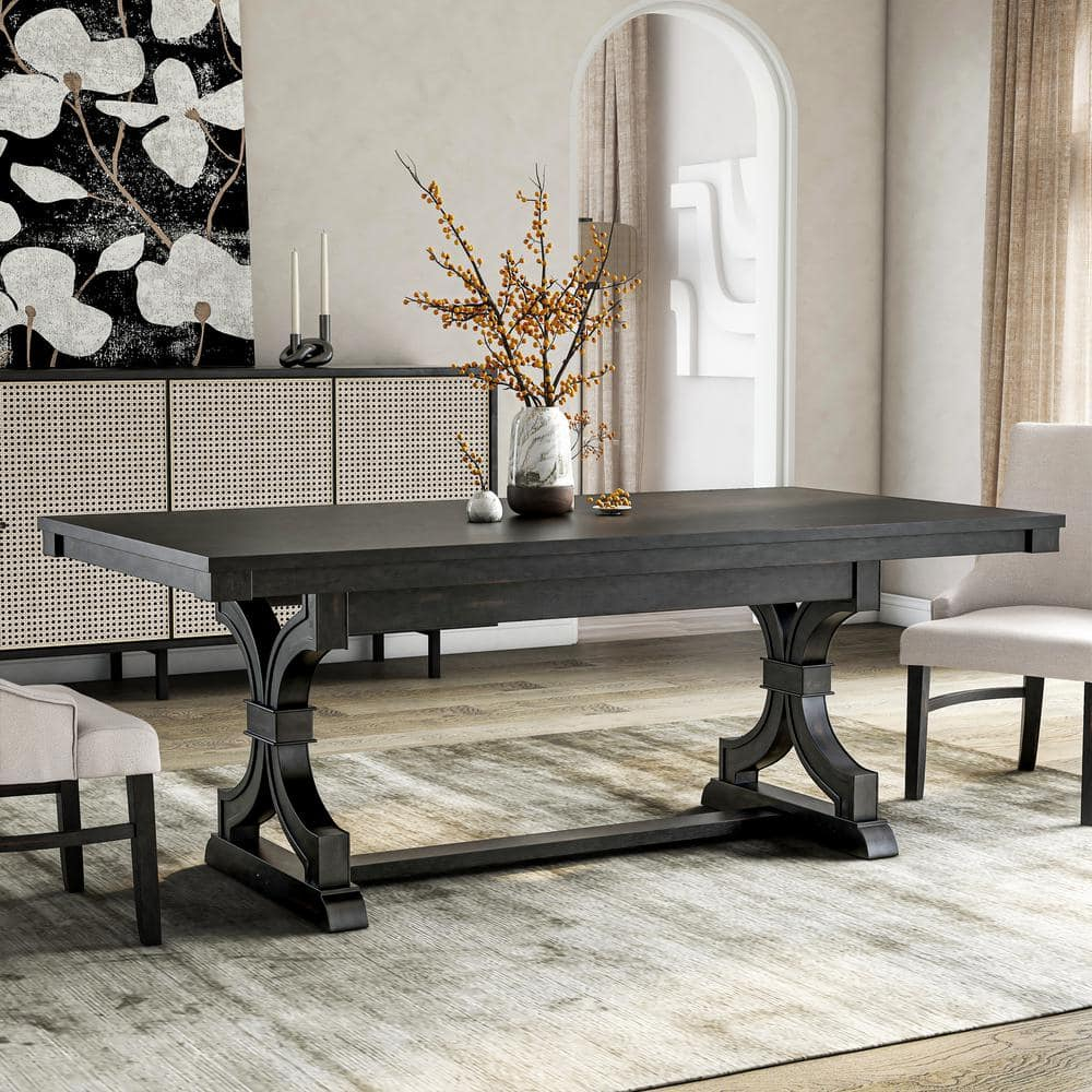Furniture of America Kindrel Wood Rectangular Dining Table in Black