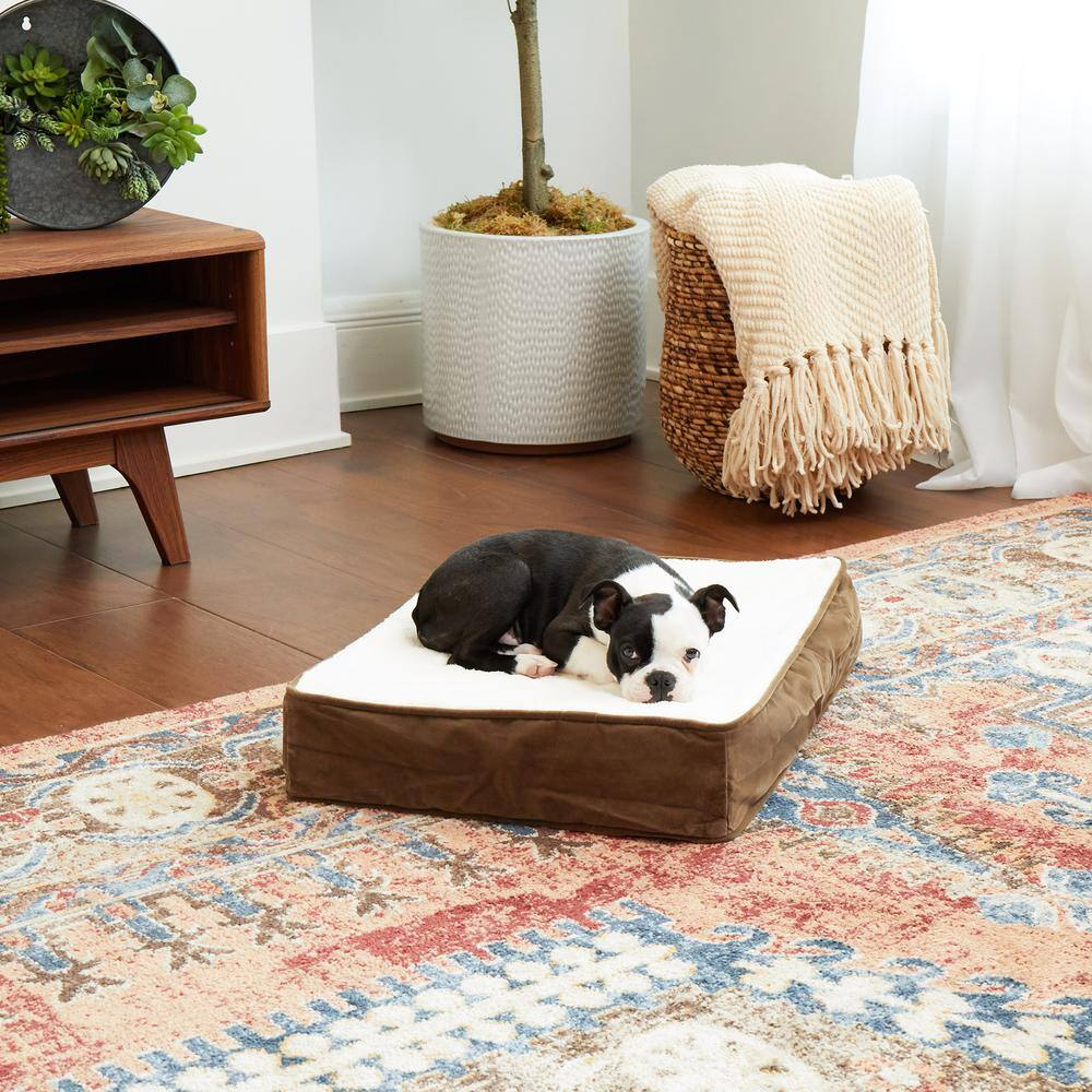 Happy Hounds Oscar Sherpa Orthopedic Dog Bed, Latte, Extra Small (24 x 18 in.)