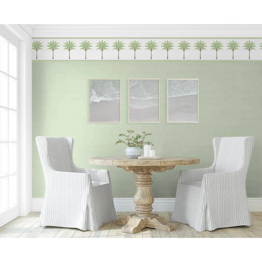 Harry & Grace Green Tea Montgomery Palm Peel and Stick Wallpaper Border