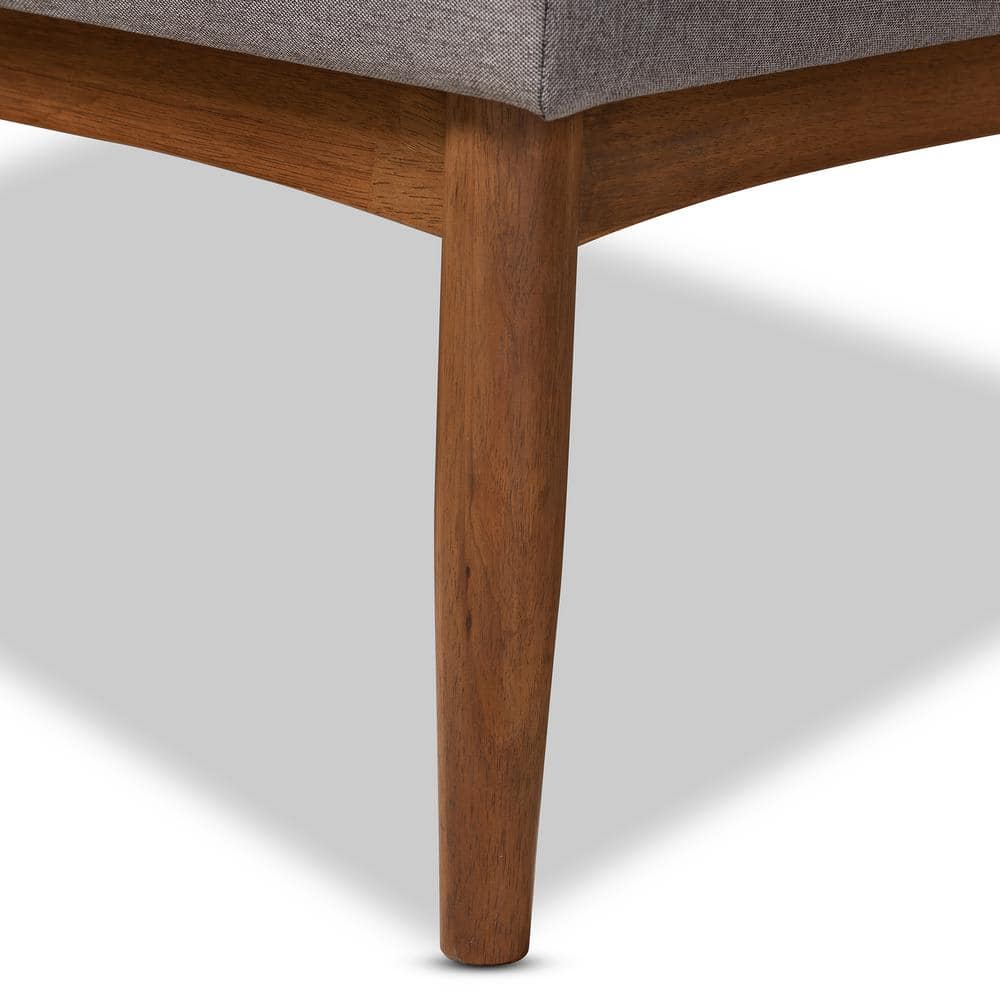 Baxton Studio Arvid Mid-Century Modern Gray Fabric Upholstered 2-Piece Wood Dining Nook Banquette Set