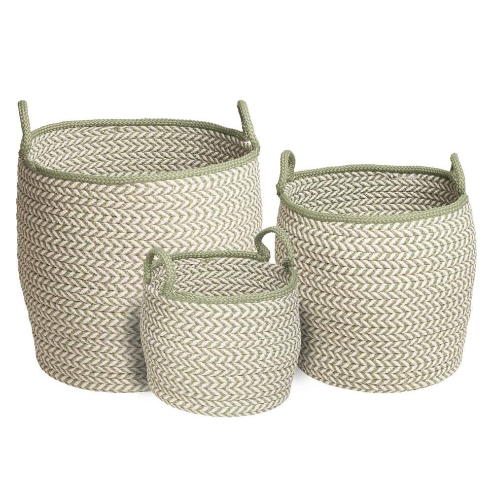 Colonial Mills Prevé Indoor/Outdoor Basket - White & Green 18"x18"x17"